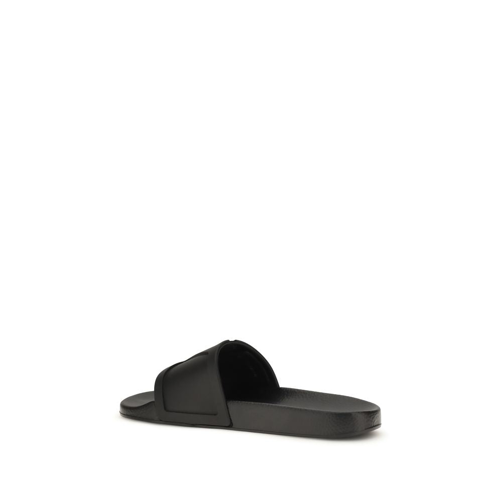 Valentino Garavani Black Rubber Flat Sandals