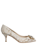 Dolce & Gabbana White Taormina Lace Crystal Pumps Shoes