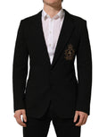 Dolce & Gabbana Black Logo Crest SingleBreasted Coat Blazer