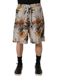 Dolce & Gabbana Beige Floral Print Silk Men Bermuda Shorts
