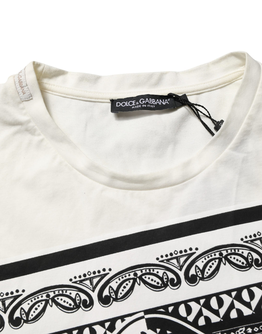 Dolce & Gabbana White Cotton Logo Bandana Print Men T-shirt