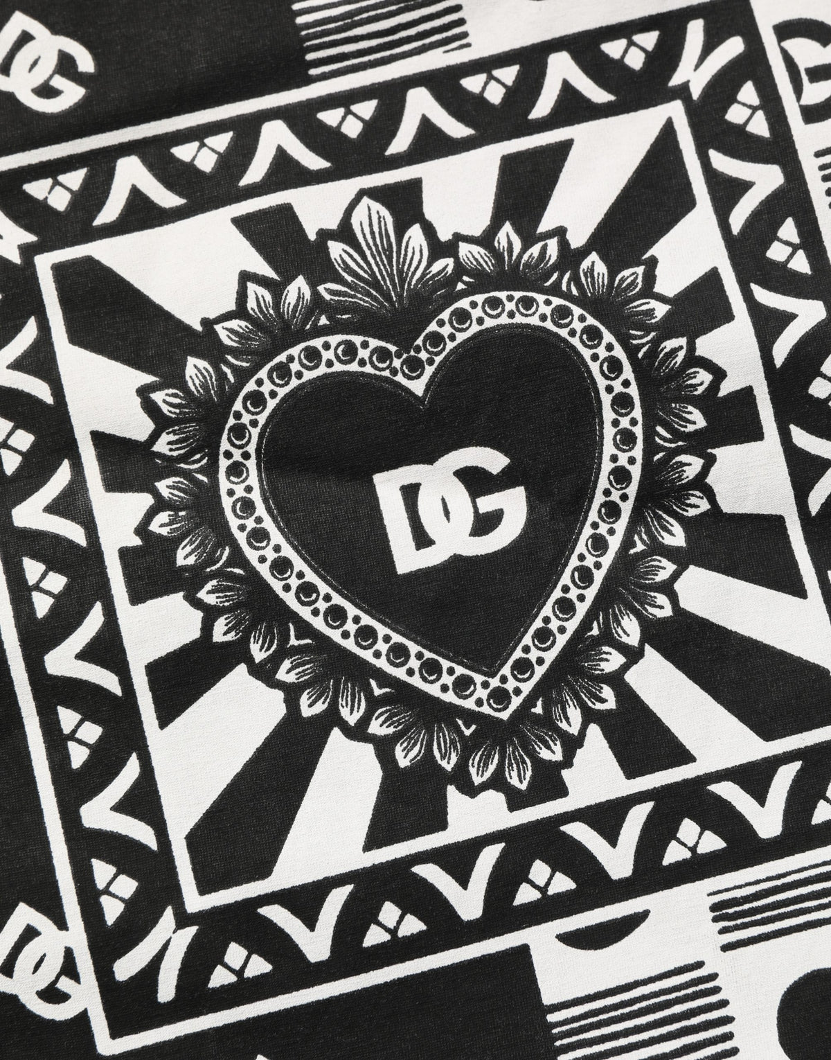 Dolce & Gabbana White Cotton Logo Bandana Print Men T-shirt