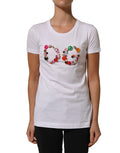 Dolce & Gabbana White DG Logo Embellished Round Neck T-shirt