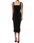 Dolce & Gabbana Black Sleeveless Front Zipper Midi Dress