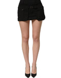 Dolce & Gabbana Black Cotton Mid Waist A-line Mini Skirt