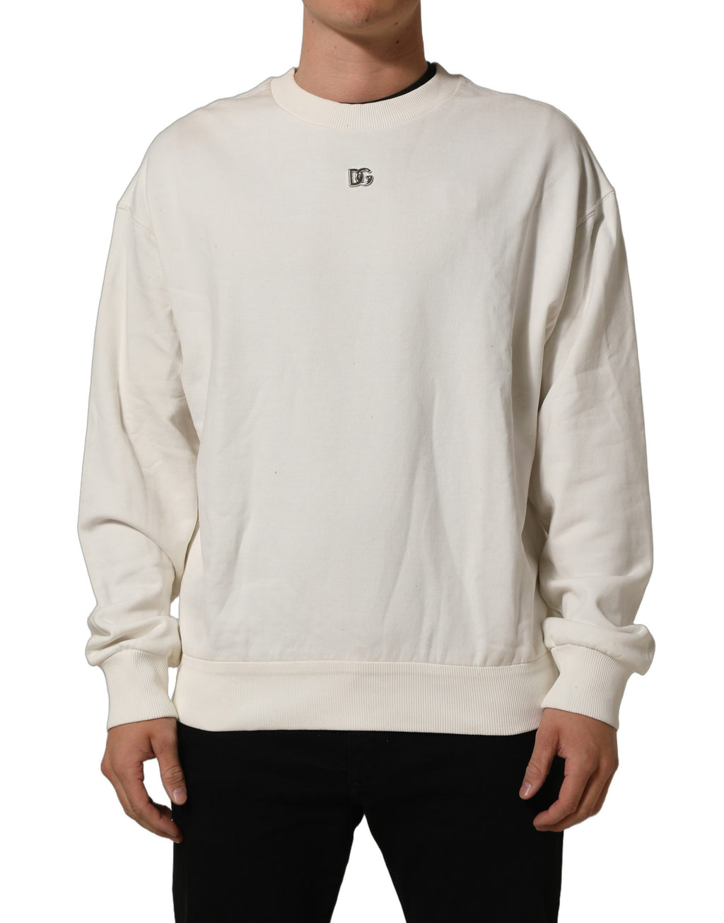 Dolce & Gabbana White DG Logo Crew Neck Sweatshirt Sweater