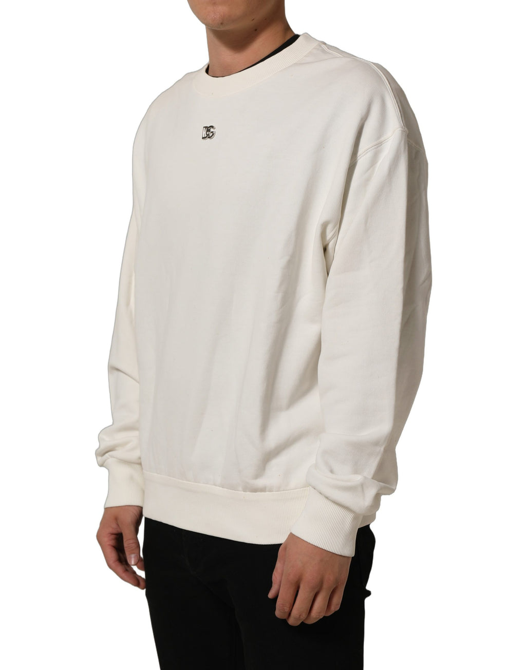 Dolce & Gabbana White DG Logo Crew Neck Sweatshirt Sweater