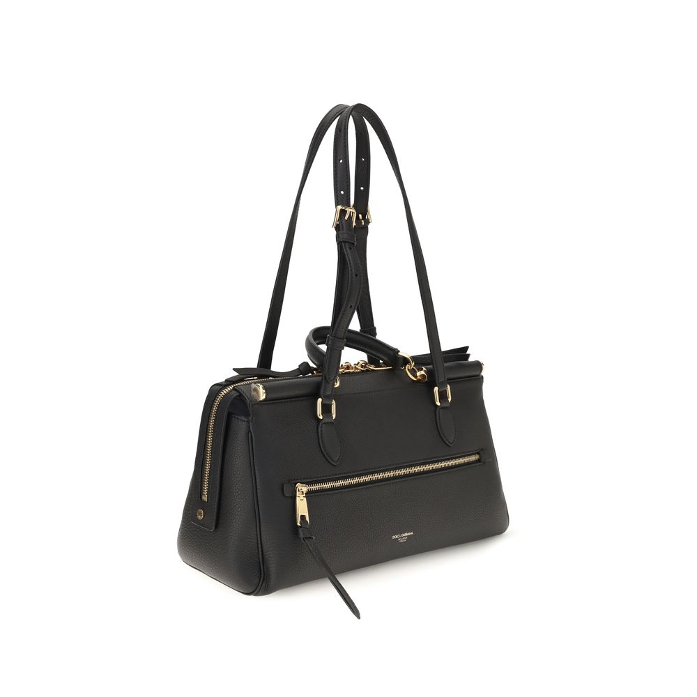 Dolce & Gabbana Black Calf Leather Bos Taurus Handbag