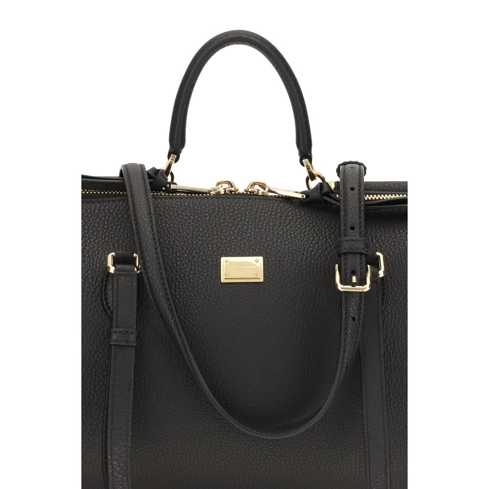 Dolce & Gabbana Black Calf Leather Bos Taurus Handbag