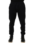 Dolce & Gabbana Blue Cotton Drawstring Jogger Trouser Pants