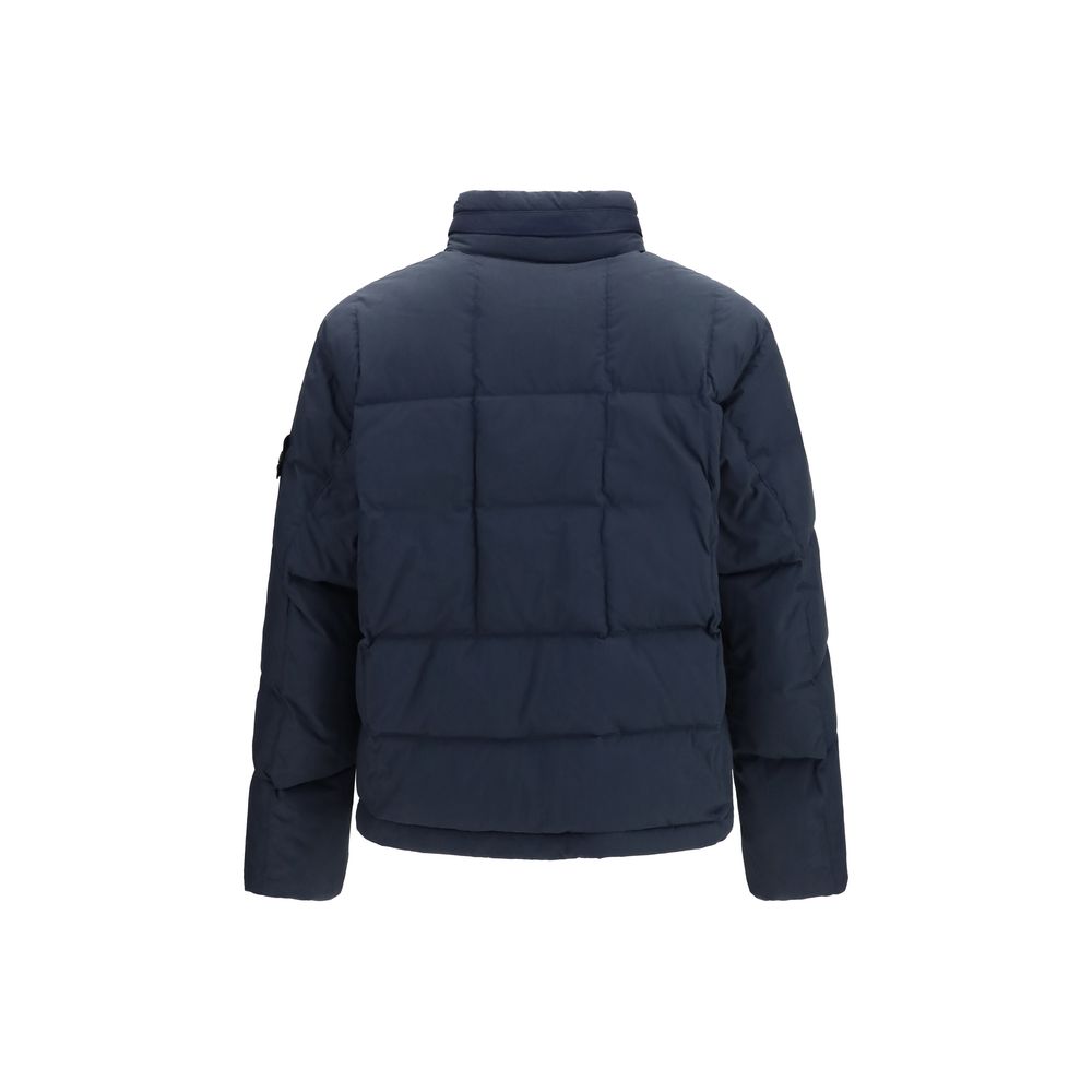 Stone Island Blue Nylon Full-Length Jacket