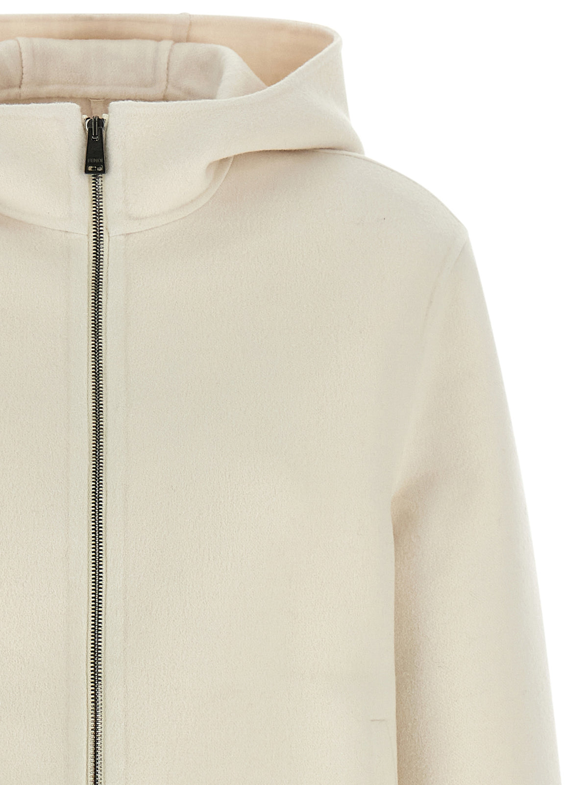 Fendi White Virgin Wool Full-Length Jacket
