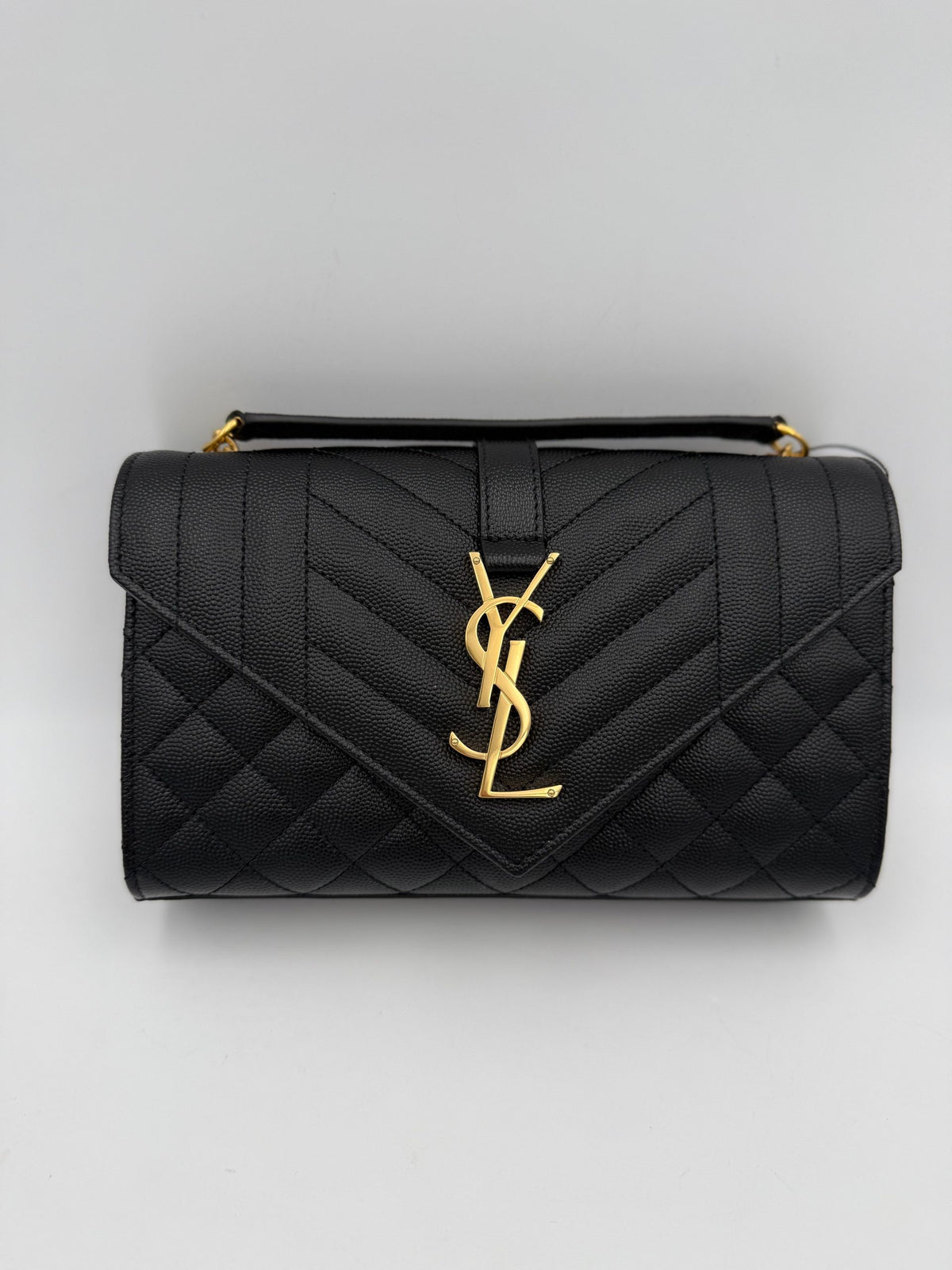 Saint Laurent SAINT LAURENT ENVELOPE SMALL in Grain de poudre Black Handbag