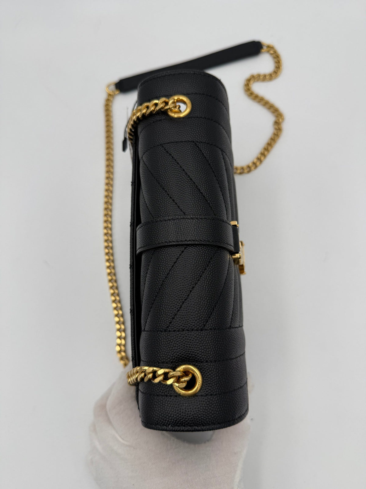 Saint Laurent SAINT LAURENT ENVELOPE SMALL in Grain de poudre Black Handbag