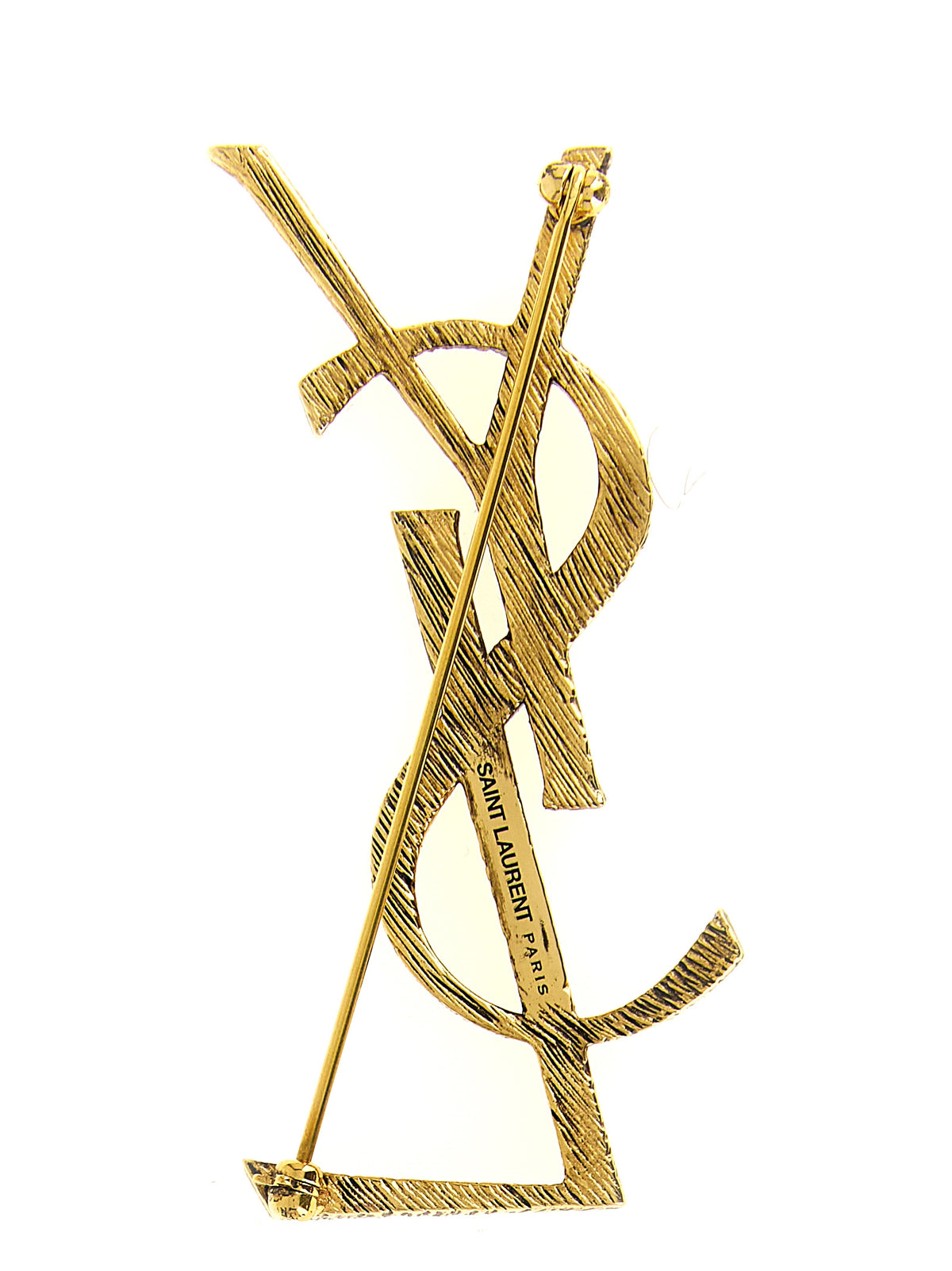 Saint Laurent Gold Brass Broch