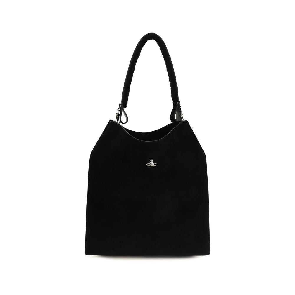 Vivienne Westwood Black Suede Leather Shoulder Bag