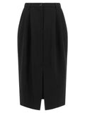 Dolce & Gabbana Black Virgin Wool Midi Skirt