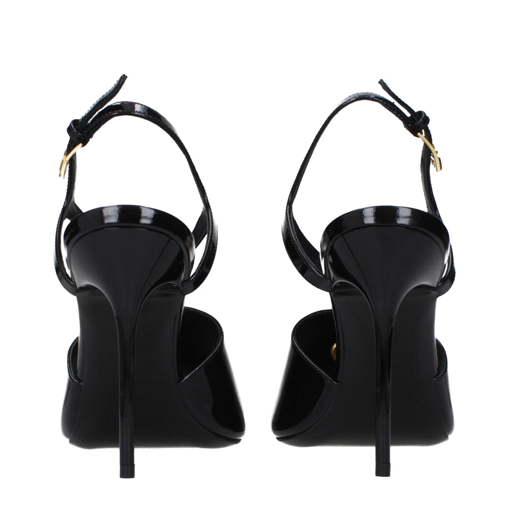 Balmain Black Leather Stiletto Heel Sandals