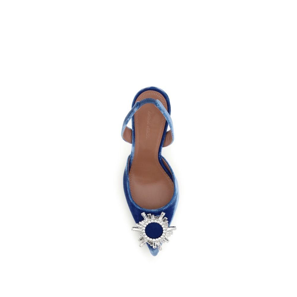 Amina Muaddi Blue Viscose High Heel Pumps