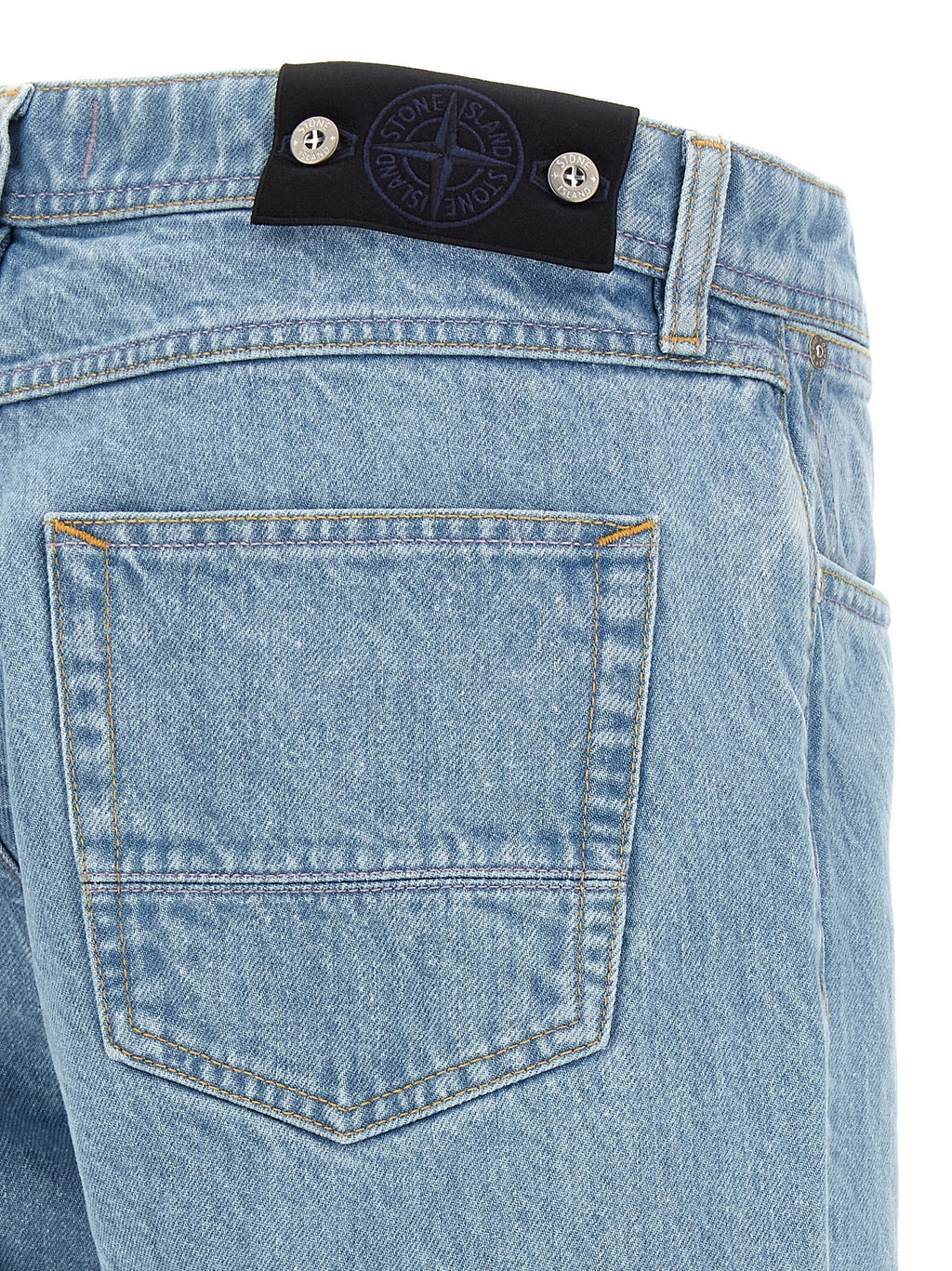 Stone Island Blue Cotton Straight-Leg Jeans