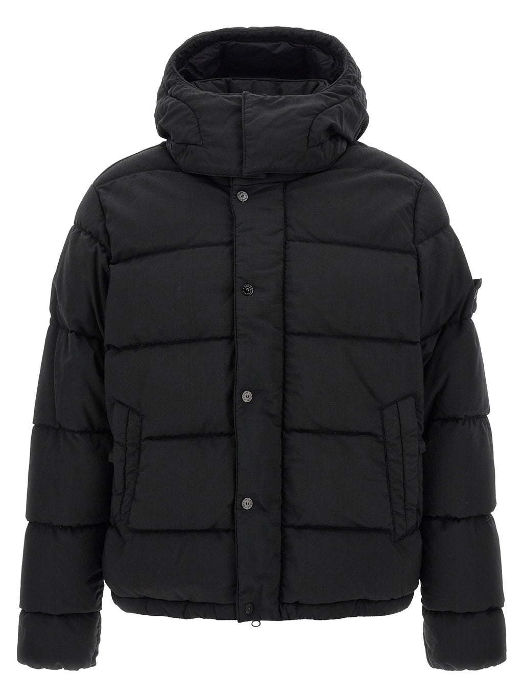 Stone Island Black Virgin Wool Full-Length Jacket