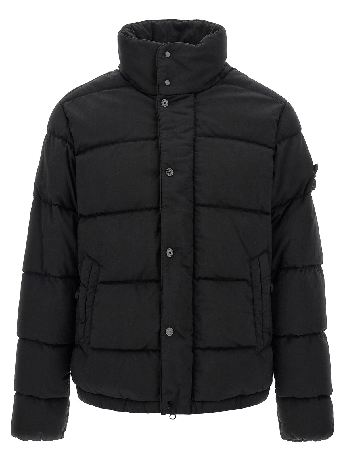 Stone Island Black Virgin Wool Full-Length Jacket
