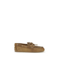 Miu Miu Beige Calf Leather Bos Taurus Slip-On Loafers