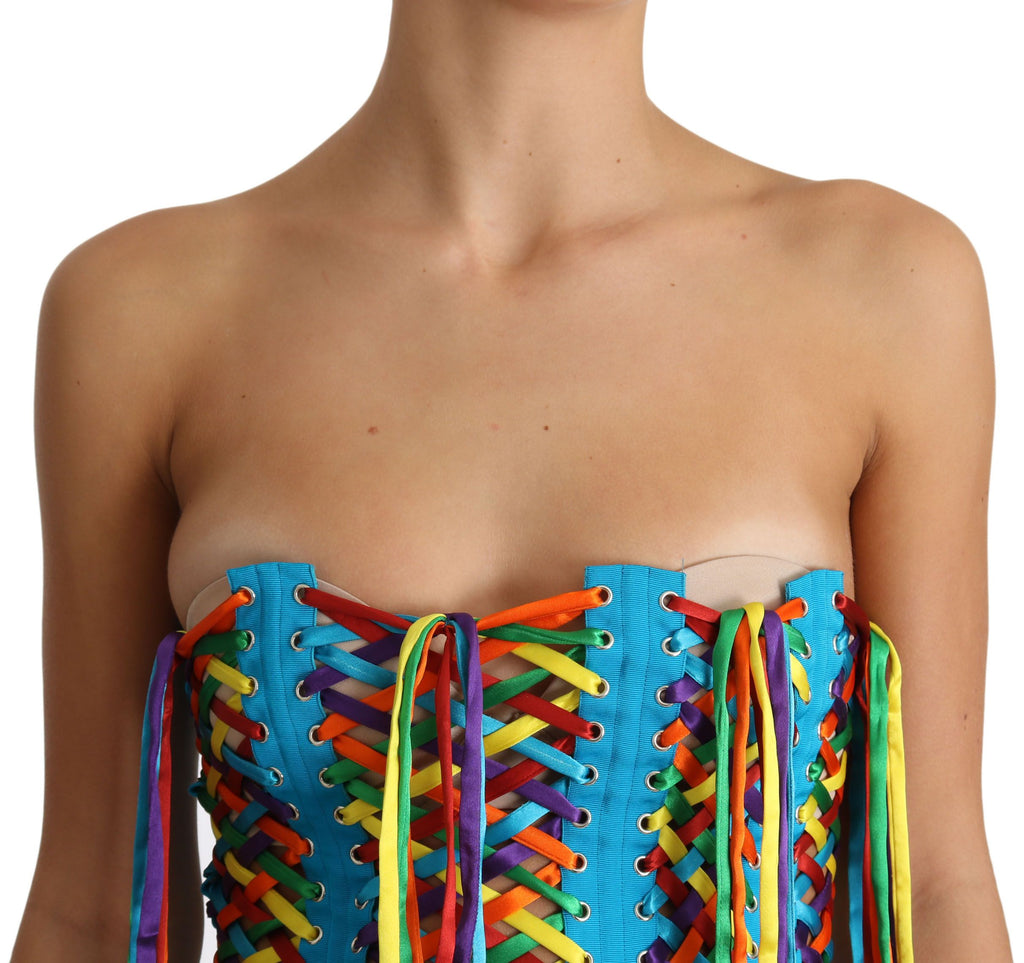 Dolce & Gabbana Multicolor Strings Bustier Polyester Corset  Top