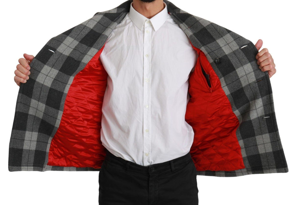 Dolce & Gabbana Gray Check Wool Cashmere Coat Jacket