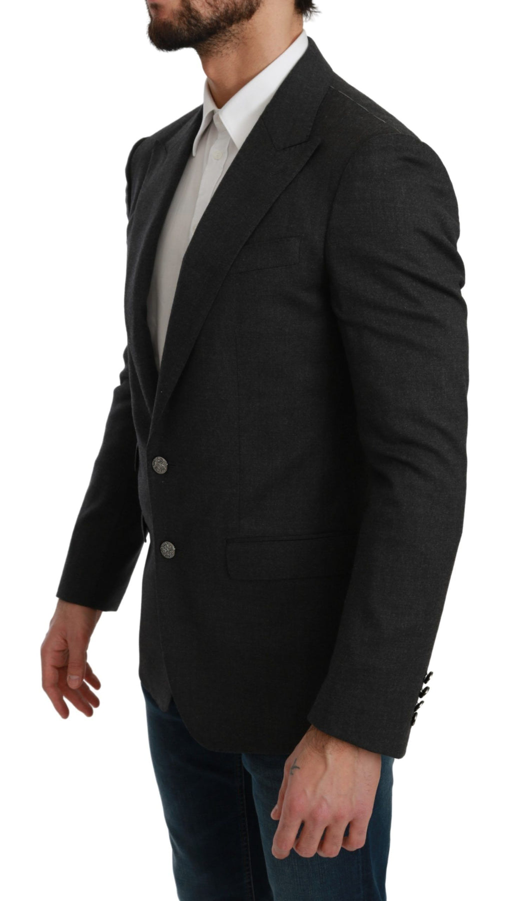Dolce & Gabbana Gray NAPOLI Slim Fit Jacket Wool Blazer