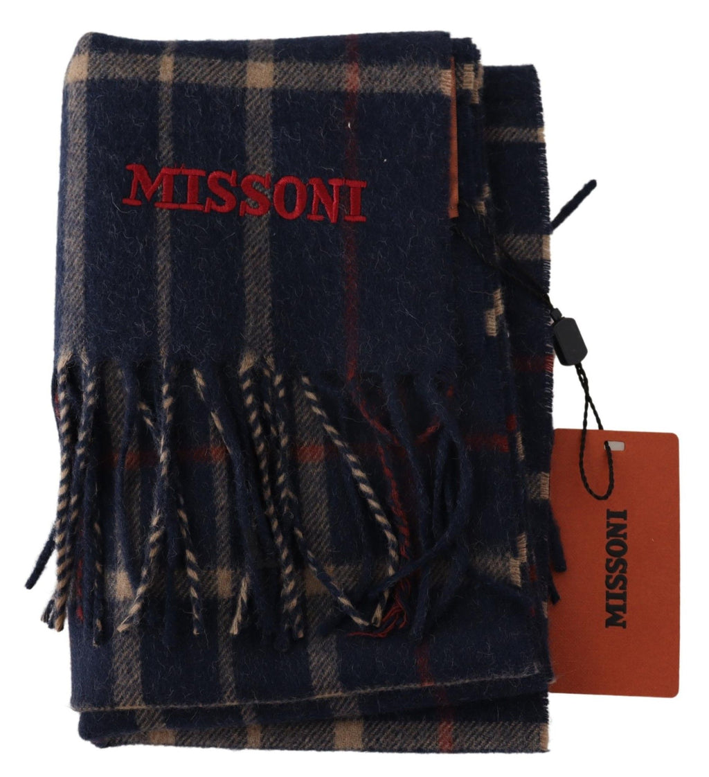 Missoni Black Checkered Unisex Neck Wrap Fringes Scarf