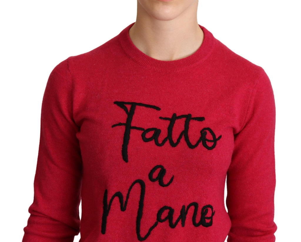Dolce & Gabbana Pink Embroidered Cashmere Wool Pullover Sweater
