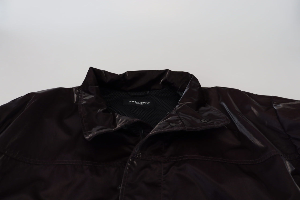 Dolce & Gabbana Bordeaux Nylon Collared Men Coat Jacket