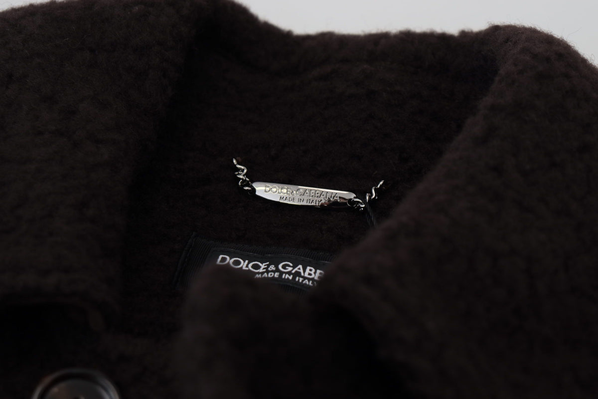 Dolce & Gabbana Black Alpaca Button Down Trench Coat Jacket