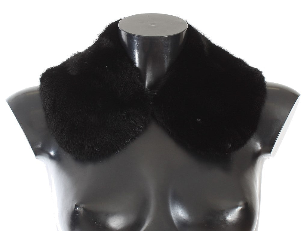 Dolce & Gabbana Black Mink Fur Shoulder Collar Scarf