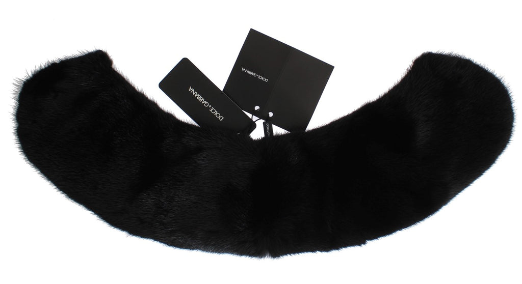 Dolce & Gabbana Black Mink Fur Shoulder Collar Scarf