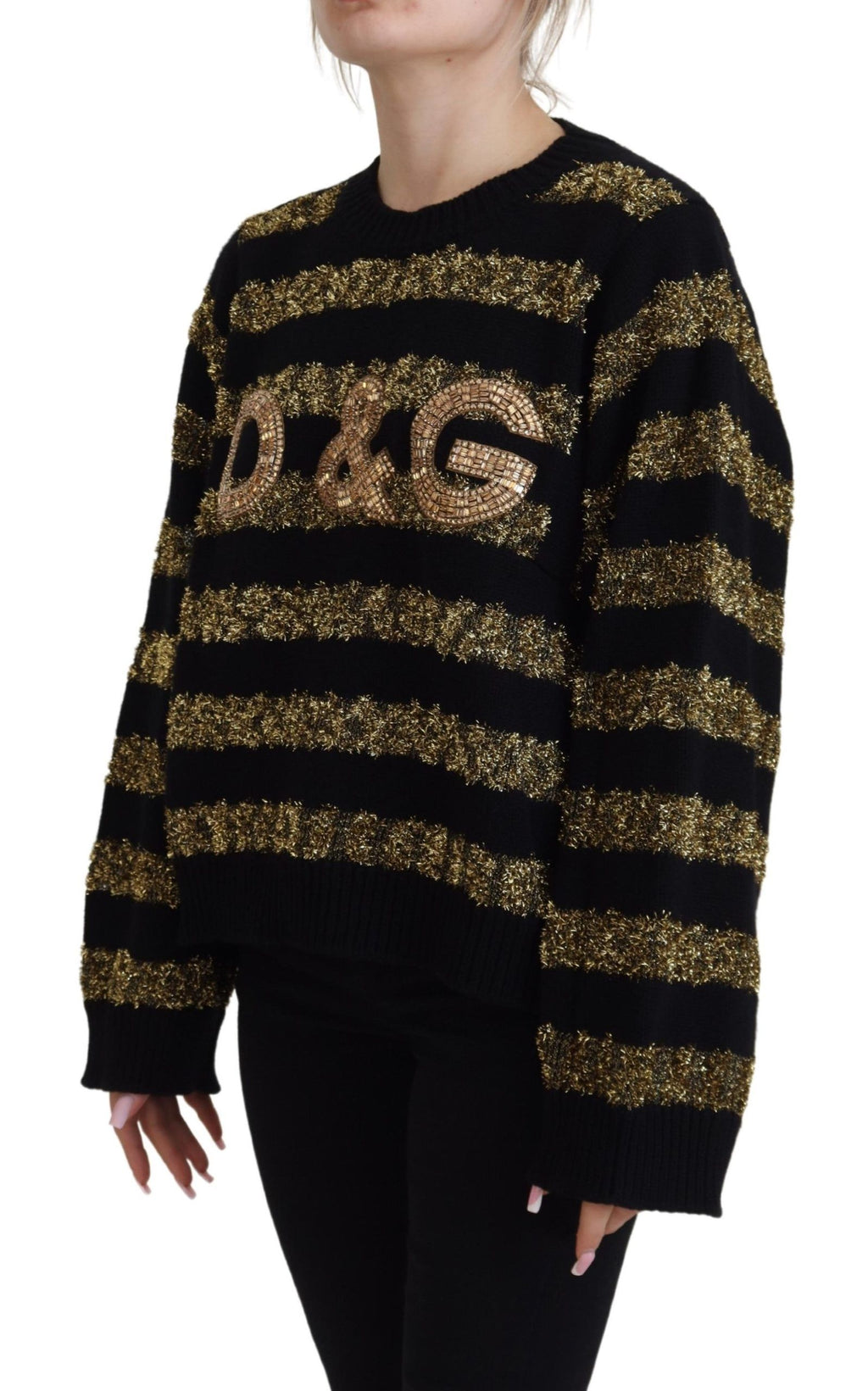 Dolce & Gabbana Black Gold D&G Crystal Cashmere Sweater