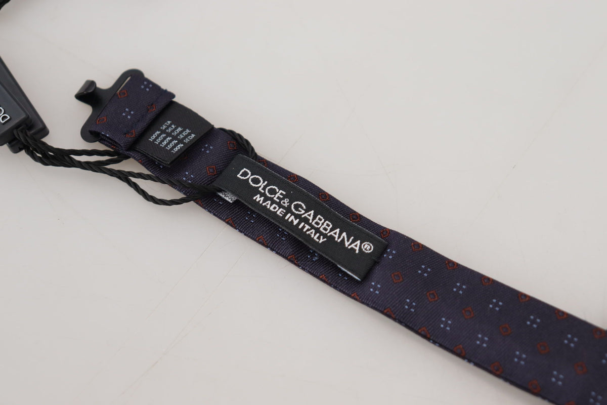 Dolce & Gabbana Blue Pattern Silk Adjustable Neck Papillon Bow Tie