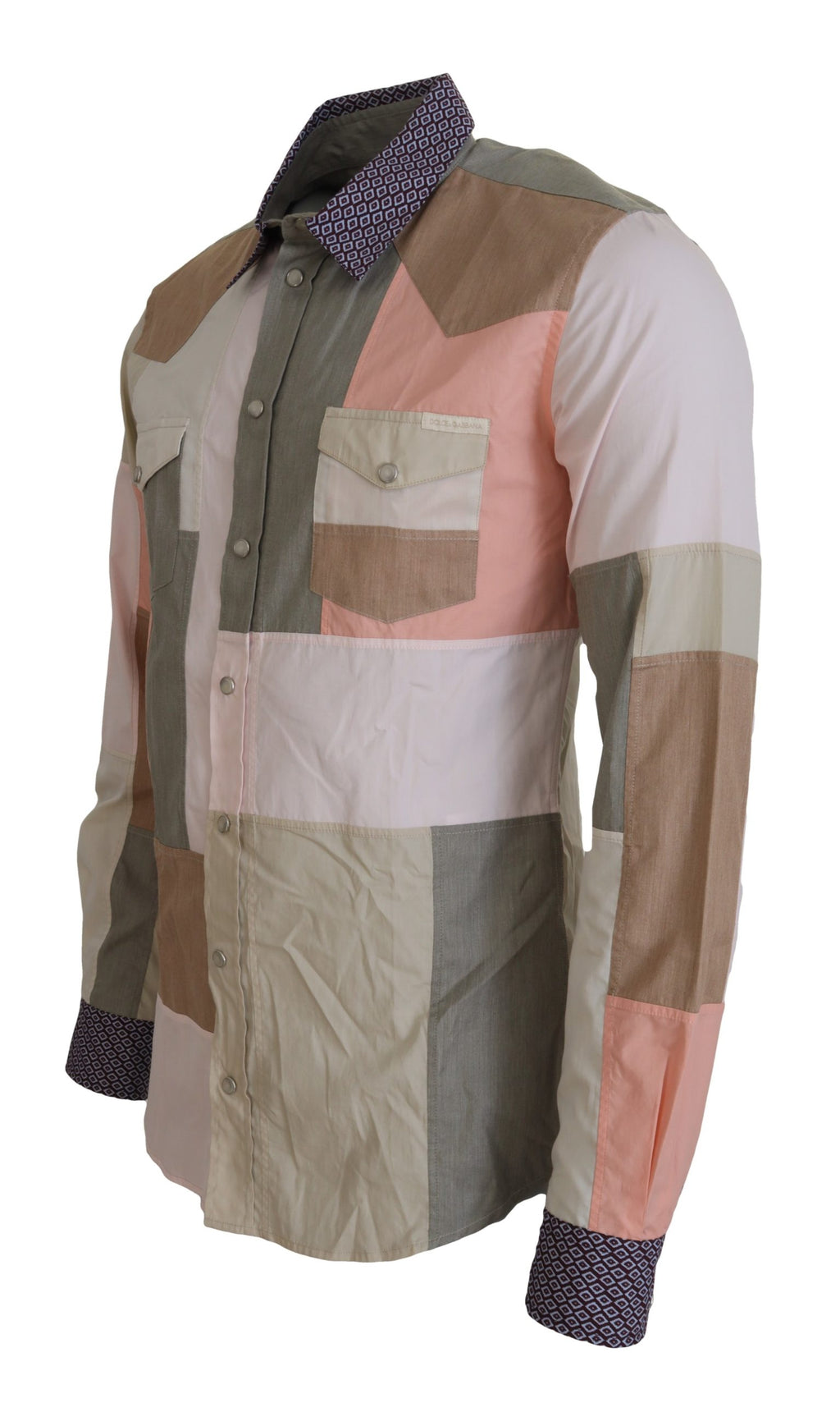 Dolce & Gabbana Multicolor Cotton Patchwork Slim Shirt