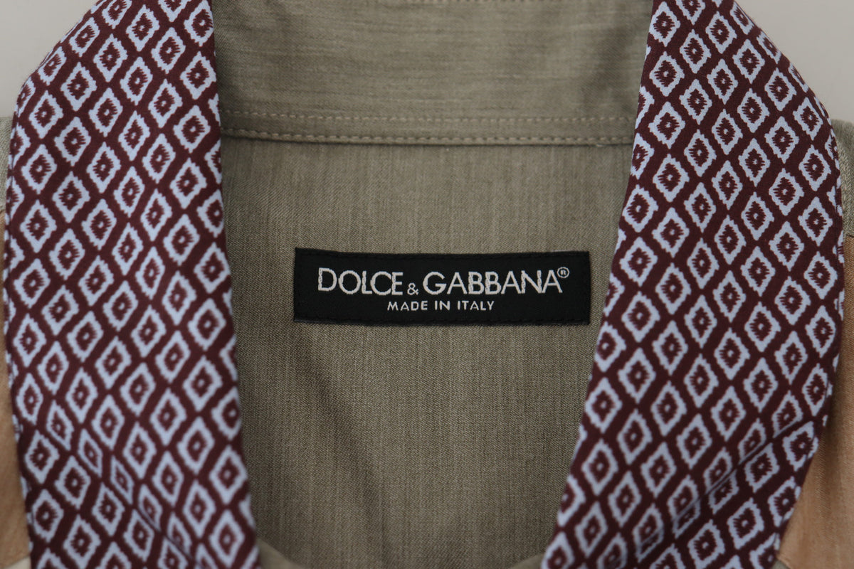 Dolce & Gabbana Multicolor Cotton Patchwork Slim Shirt