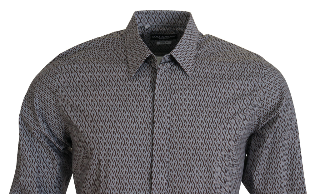 Dolce & Gabbana Gray Brown GOLD Slim Fit Dress Formal Shirt