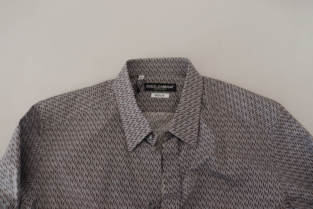 Dolce & Gabbana Gray Brown GOLD Slim Fit Dress Formal Shirt