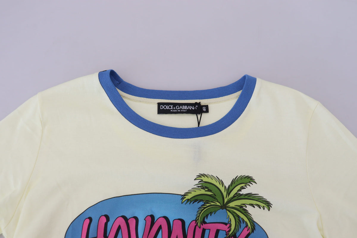 Dolce & Gabbana Yellow Havanity Round Neck Tee Cotton T-shirt