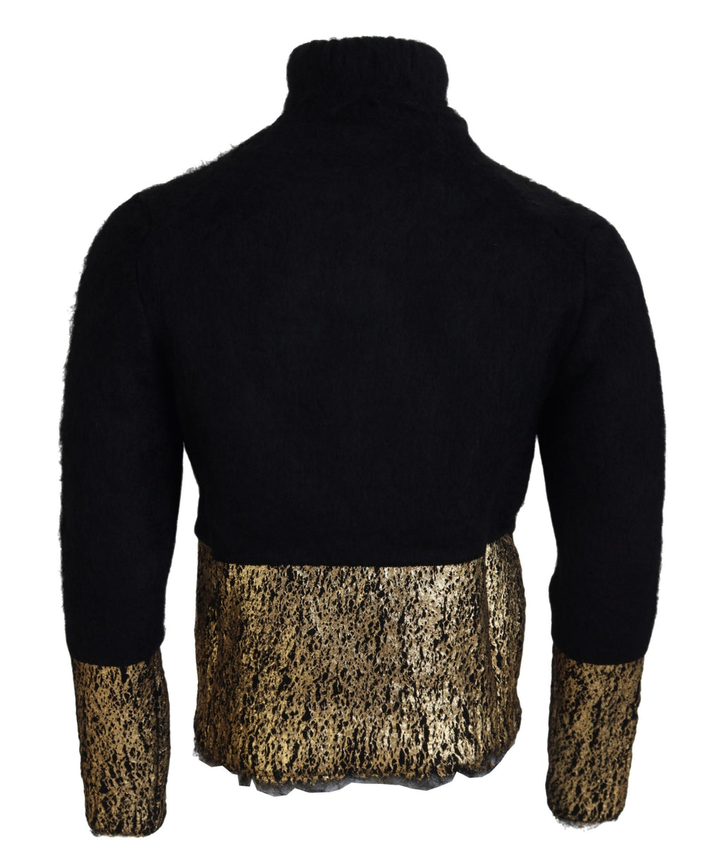 Dolce & Gabbana Black Gold Turtleneck Mohair Pullover Mens Sweater