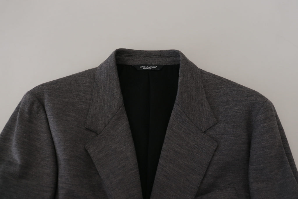 Dolce & Gabbana Gray Wool Stretch Slim Fit Jacket Blazer