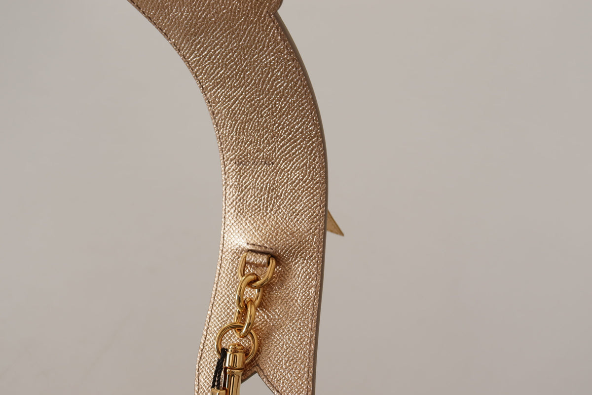 Dolce & Gabbana Gold Leather LOVE Patch Bag Shoulder Strap