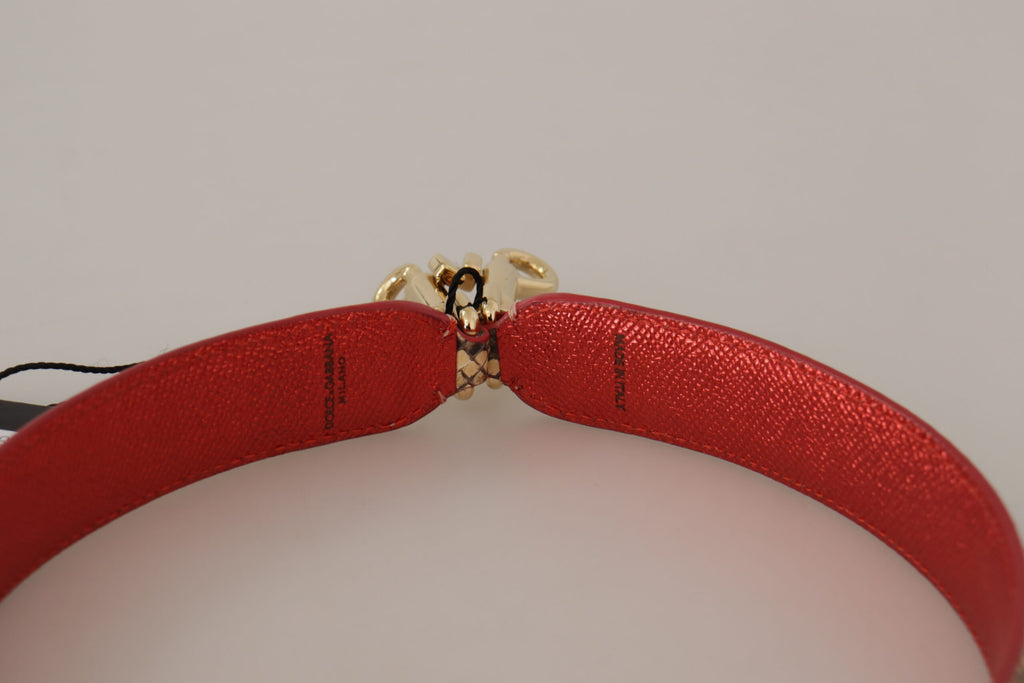 Dolce & Gabbana Beige Exotic Leather Crystals Shoulder Strap