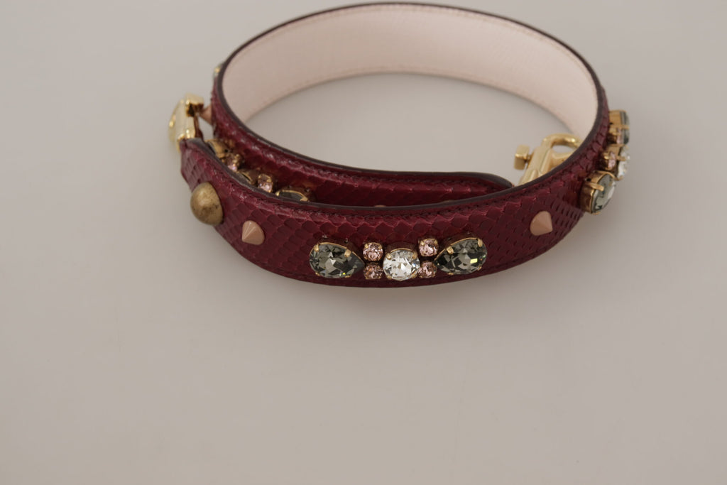 Dolce & Gabbana Bordeaux Leather Crystals Bag Shoulder Strap