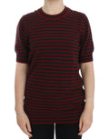 Dolce & Gabbana Red Gray Cashmere Short Sleeve Sweater