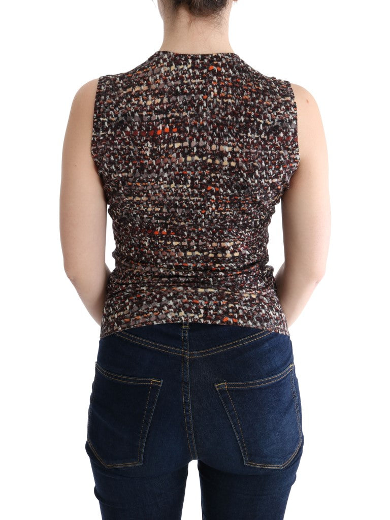 Dolce & Gabbana Multicolor Print Knit Top Wool T-shirt